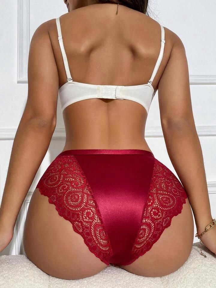 6 PCS Women's Lace Panties Set High Waist Contrast Floral Design Soft Breathable Fabric Comfortable for Daily Wear All Seasons S - XL Womenswear Bridal Fit Everyday Fashionable Minimalist SpringStatements