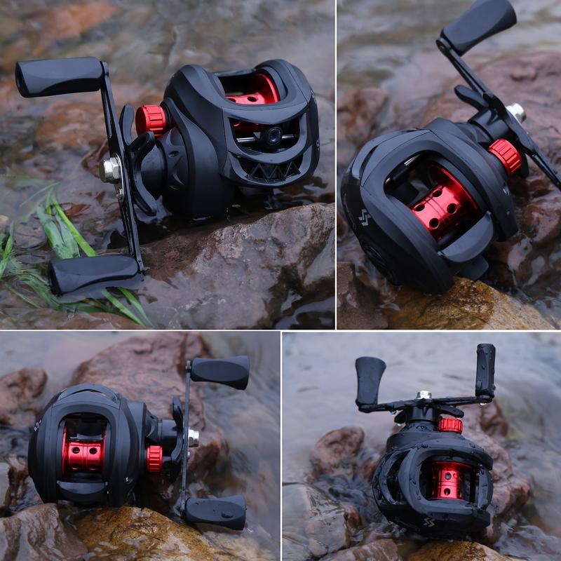 Sougayilang casting rod and reel combo set, featuring an IM6 carbon two-piece rod blank, stainless steel guides with ceramic inserts, ergonomic EVA handle and butt, available in split or one-piece rear handle designs, and six models to choose from.