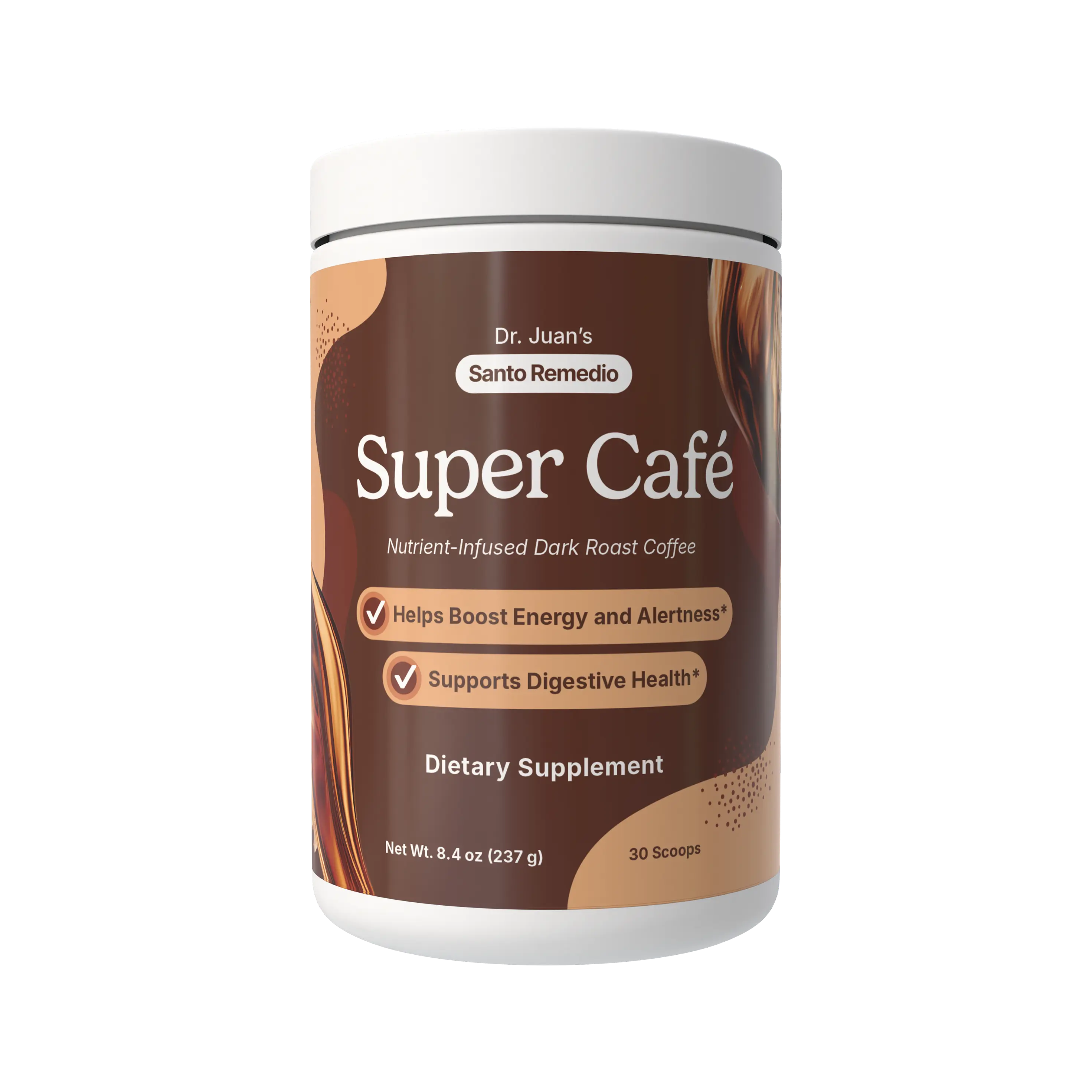 Super Cafe - Nutrient-Infused Dark Roast Coffee 30 Servings 10.58 oz Supports Digestilth & Boosts Eneve Heargy 30 Calories per Serving