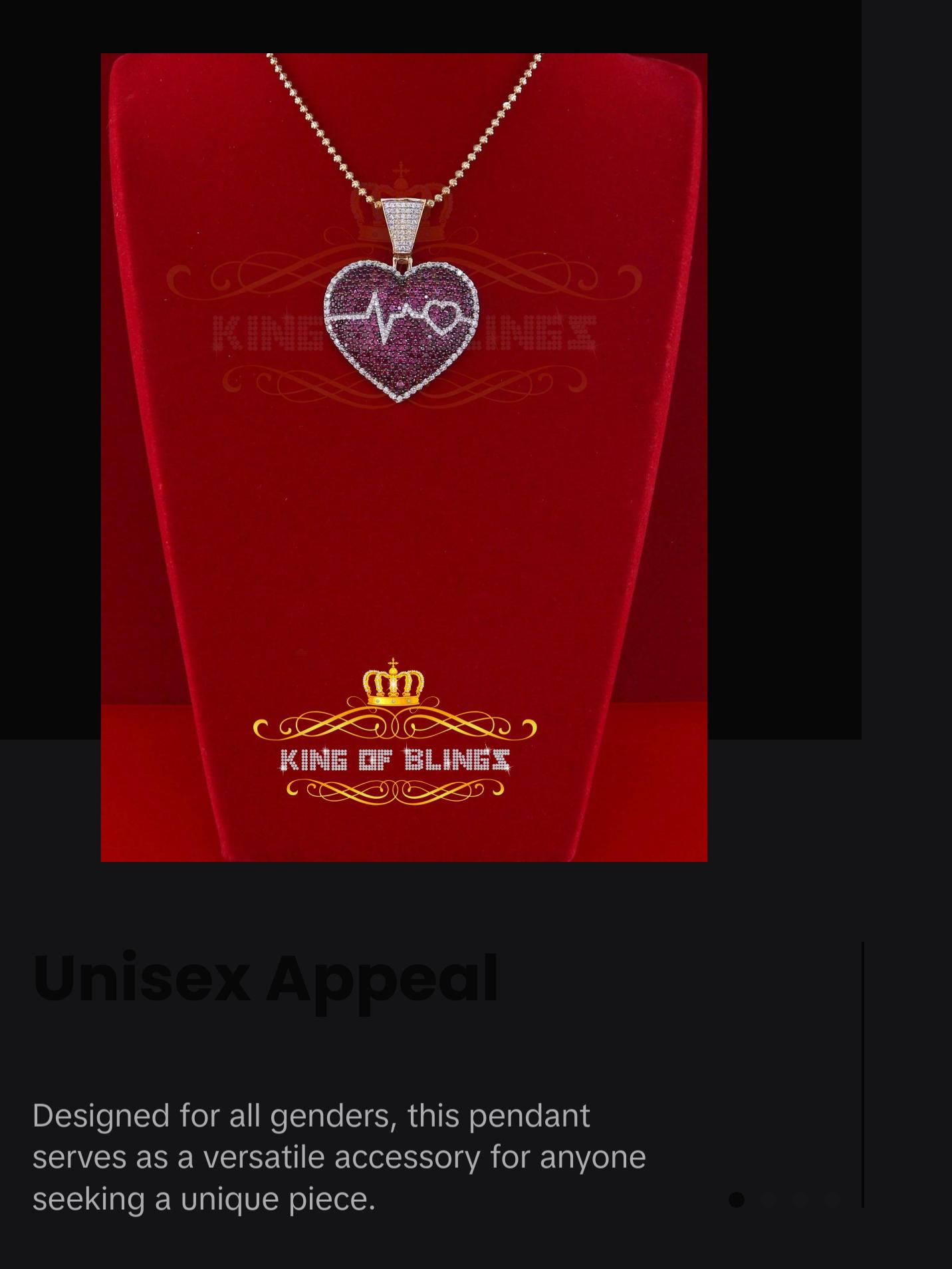 King Of Bling's Black Stone 925 Yellow Sterling Silver HEART BEAT Pendant with11.74ct Cubic Zirconia