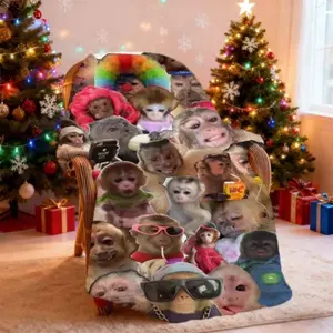 Funny Monkey Face Meme Collage Flannel Blanket -Lightweight, soft & non-deformable, perfect for living room sofas and bedroom beds.Easy to carry, all-season & multi-purpose, a fantastic gift choice for any occasion Flouncy durable bookish cosy garage guy