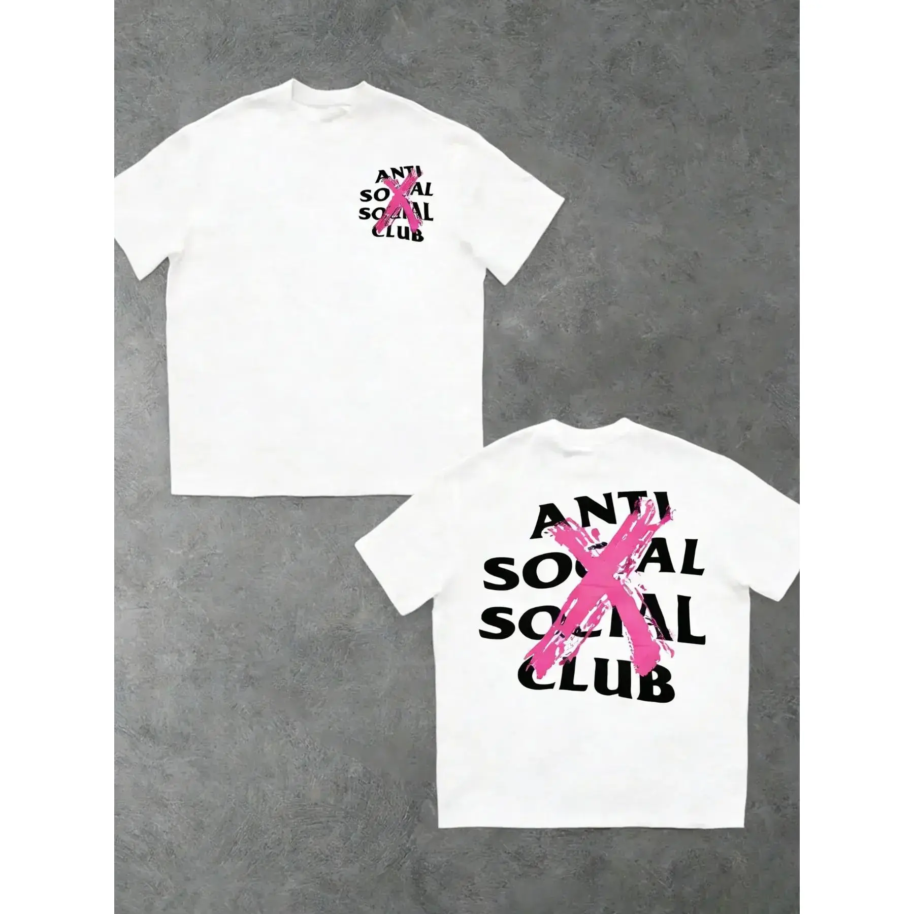 Anti Social Social Club Graphic Tee Hot Selling Streetwear Bold Pink X Print Brand Text Black Base Oversized Fit Urban Edgy Style Trendy Statement Top Menswear Funny Meme Shirt Anime Manga Tee Humor Graphic Tee Oversized Streetwear Tee Girl Dad Shirt