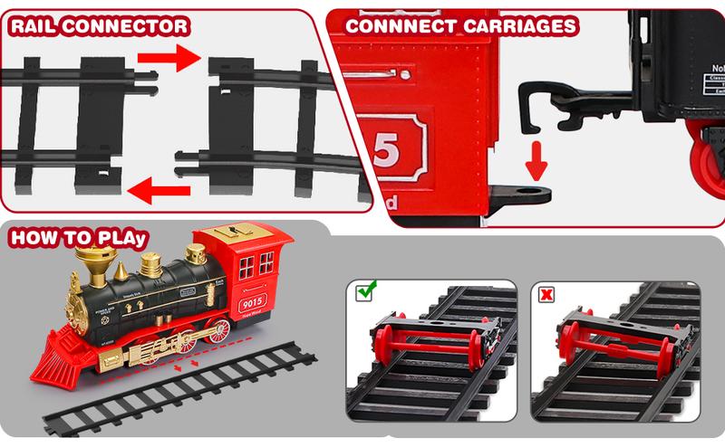 Christmas Electric Steam Locomotive Set, Remote Control Train Set, Train Model Toys for Boys with Smokes, Lights and Sound for Boys Girls Christmas Toys Gifts