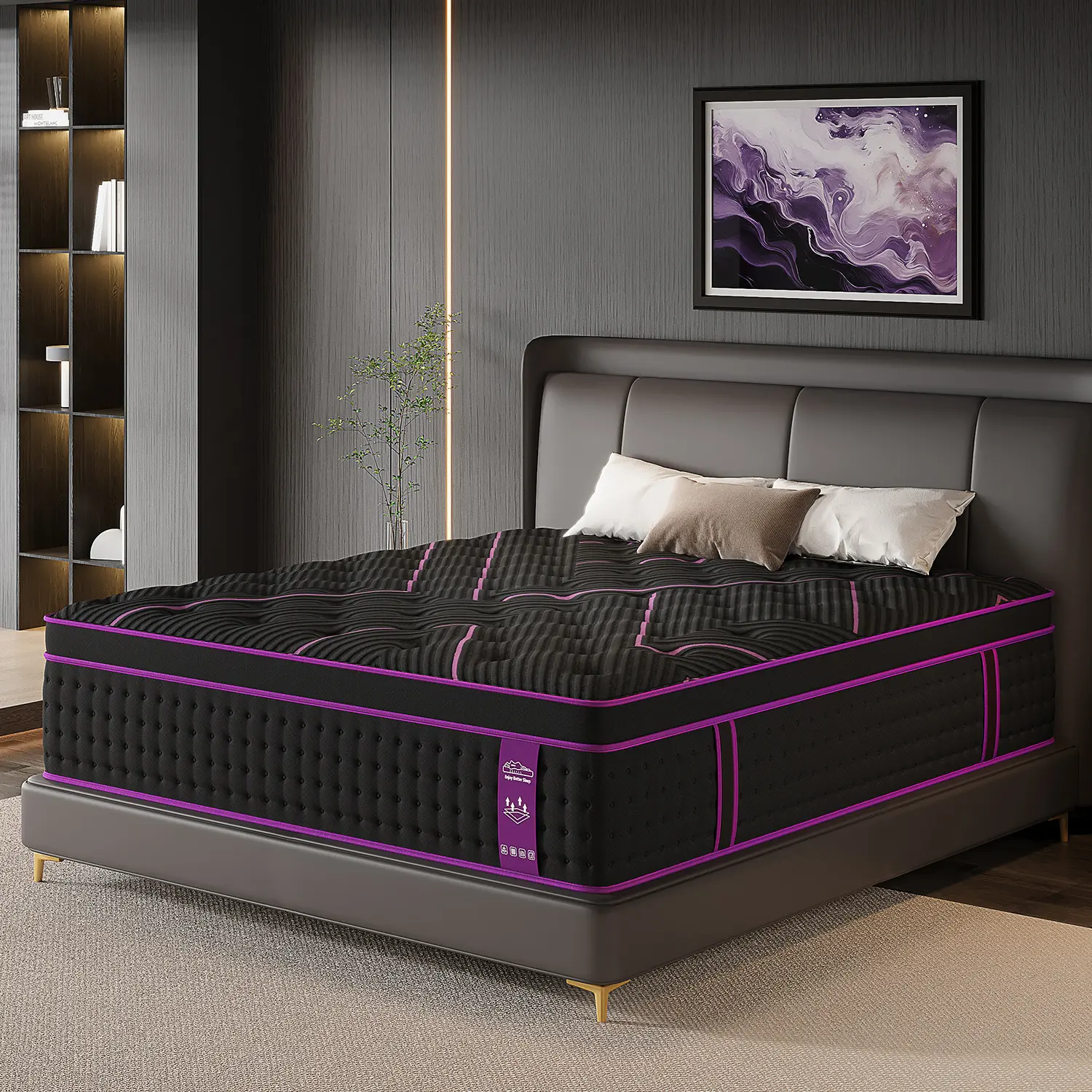 12"14" Twin Full Queen King Size Mattress in a Box Hybrid Spring Gel Memory Foam,  Euro Top Medium Firm Ergonomic Mattresses for Motion Isolation, Edge Support, 100 Night Trial