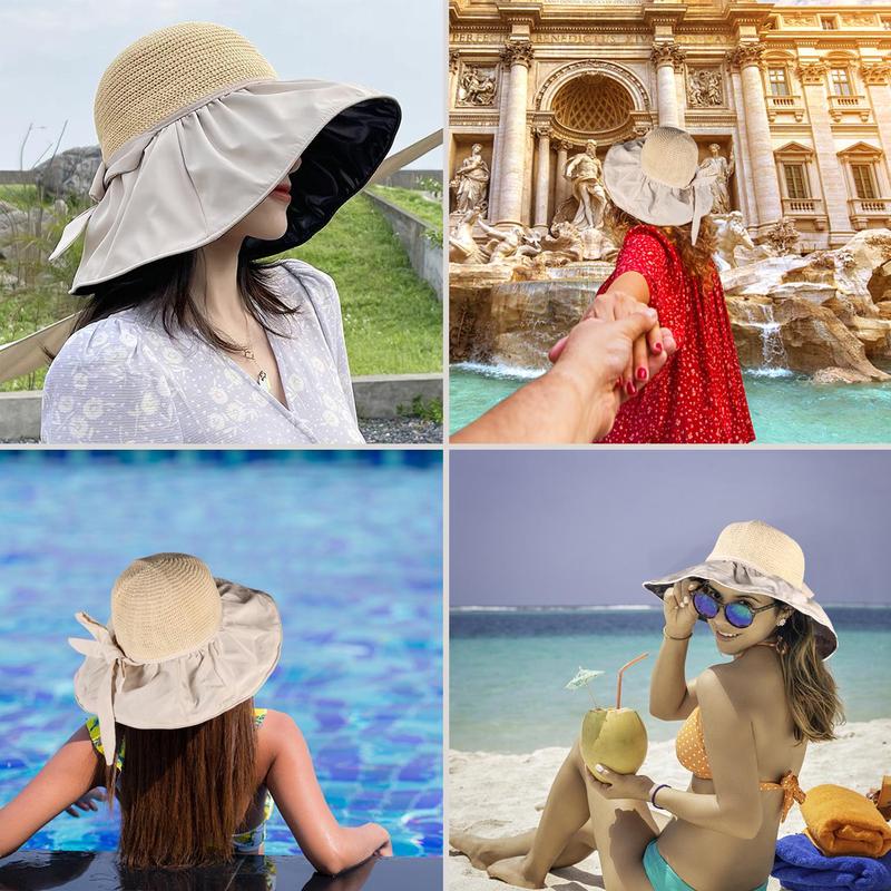 Stylish Women's Foldable Wide Brim Sun Hat  - UV Protection  Beach Hat for Outdoor Hiking, Picnics & Summer Activities, Hiking Accessory | Foldable Hat | Breathable Fabric, Camping Gear