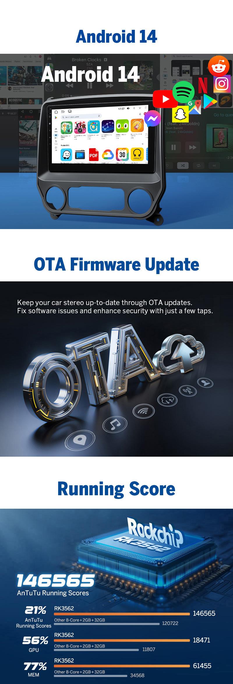 Eonon Car Stereo for Chevy Silverado GMC Sierra 2014-2018 Android 13/14 Head Unit with Wired/ Wireless CarPlay Android Auto 10.1" Car Radio Touch Screen SWC Sub BT Backup Camera Dashboard Upgrade, Jumpstart Sale - GMSX7 / GMSX6S2