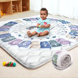 Primlect 50x50 Foam Padded Mat, 3 Layers Premium Foam Play Mat, Non-Slip Padded Play Mat for Babies, Machine Washable and Tumble Dryer Safe