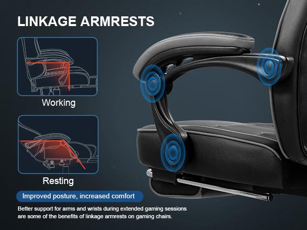 GTPLAYER Gaming Chair with Footrest, Big and Tall Game Chair 350lb Racing Style Computer Chair, Ergonomic Executive Office Chair High Back with Lumbar Support and Recliner