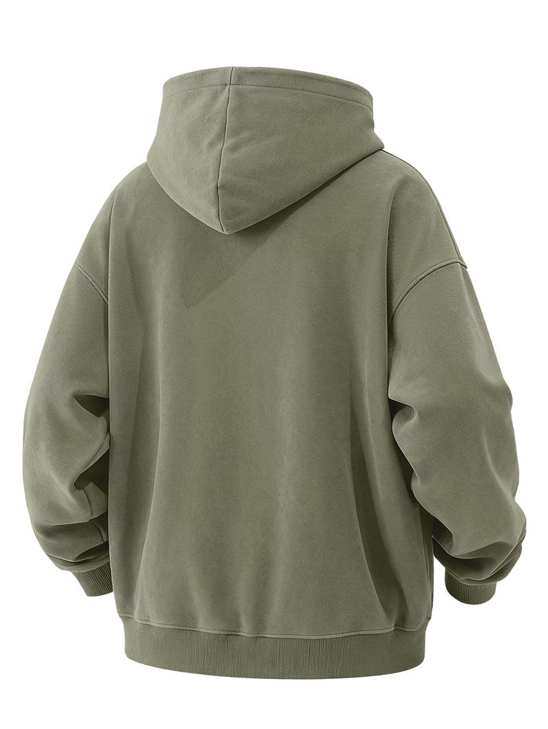 CCCMAI Men's Loose Fit Casual Windproof Zip-Up Hooded Jacket Sweatshirt in Polyester for Daily Commutes, Autumn Winter Outdoor Sports and Travel, Menswear Long Sleeve Coats Plain Tops