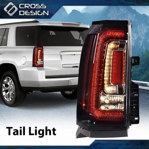 CROSSDESIGN Left Side LED Rear Tail Brake Light - Direct Plug-In Car Exterior Upgrade, Compatible with 2015-2020 GMC Yukon/Yukon XL LED Taillight Bars Rear Light Assemblies, Led Lights Car, Rear Lights