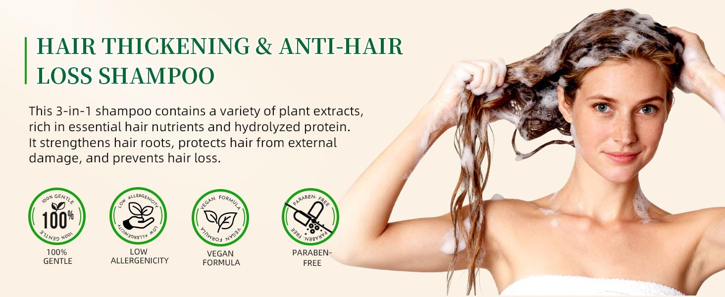 【Buy one get one free 】SYSNI 3-in-1 Shampoo for Hair Growth & Thickening infused with Batana Oil, Rosemary & Jojoba OilNourishes Scalp, Reduces Thinning, Promotes Fuller Hair