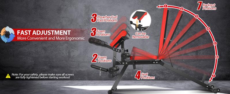 【TikTokShopBlackFriday】OPPSDECOR Olympic 900LBS Adjustable Weight Bench Press with Leg Extension & Preacher Curl Pad for Home Gym Workout Equipment 【TikTokShopBlackFriday】OPPSDECOR Olympic 900LBS Adjustable Weight Bench Press with Leg Extension & Preacher Curl Pad for Home Gym Workout Equipment