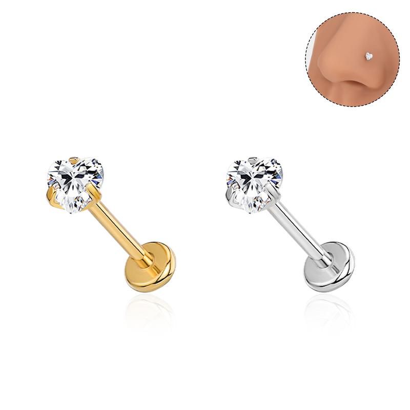 Oufer Titanium 20G Push Pin Flat Back Nose Stud Non Tarnish Nose Piercing Jewelry for Everyday Wear