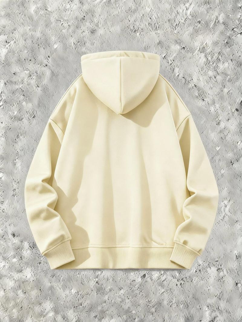Men’s Solid Color Cotton Hoodie, Loose Fit Pullover Sweatshirt for Fall and Winter, Casual Versatile Menswear Top for Outdoor Activities, Daily Commute, Street Style and Comfortable Everyday Wear Operator