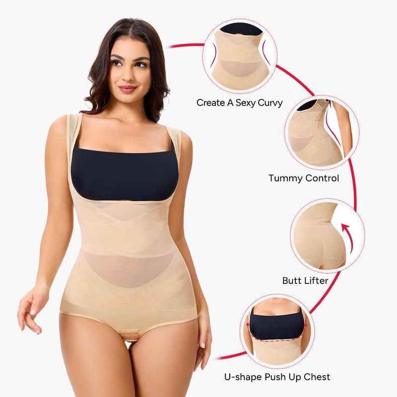Nebility Women's 3 Piece Basic Comfort Minimalist Breathable Mesh Fabric Butt Lift Invisible Sleeveless Womenswear Shapewear Shaper Clothes Shapewear Set Postpartum Cincher Black Compression Brown