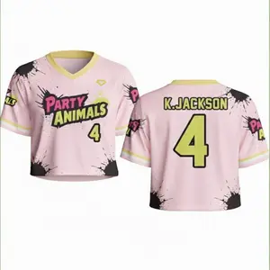 New 2026 Black partyanimals #4Football Jersey crop top, Crop Top Football Jersey Shirt, Gift for Unisex