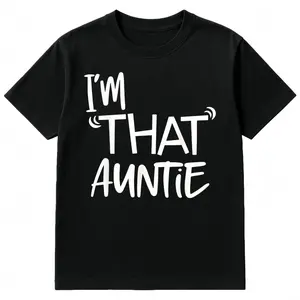 Cotton I'm That Auntie Funny Best Aunt Tee T-Shirt Women's Summer Classic Soft Crew Neck Tee Tops