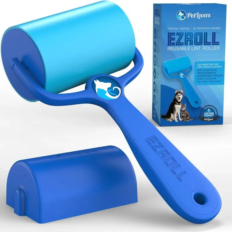PETLOVERS EzRoll Reusable Lint Roller, Pet Dog & Cat Grooming Hair Remover, Washable Sticky Rollers for Fur Cleanup