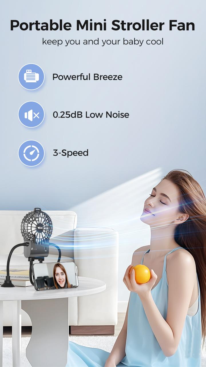 Portable handheld creative fan robot statue, compact portable rechargeable desk fan robot figurine with suction cups and mobile phone holder integrated into one, suitable for offices and cars, black personal fan robot figurine