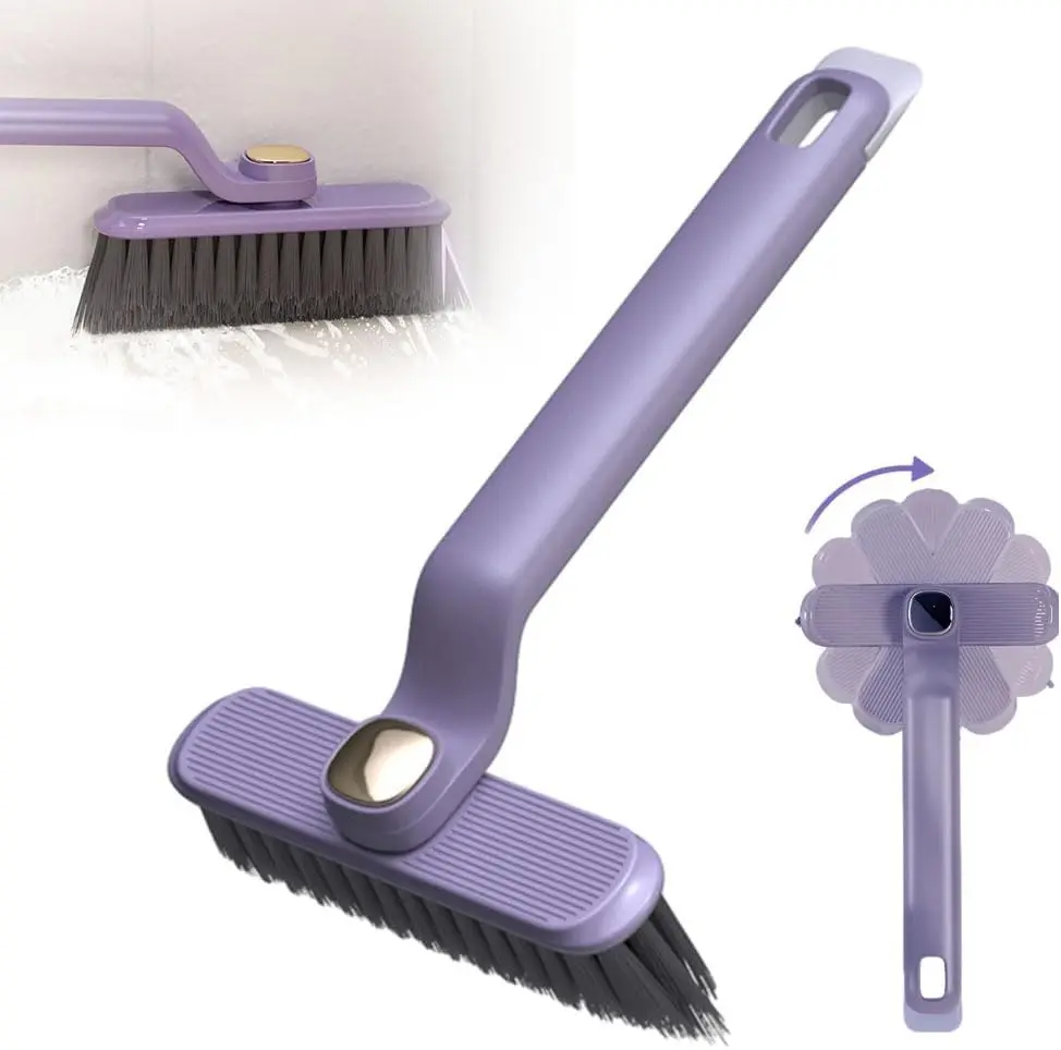 360 Degree Rotating Crevice Cleaning Brush Multi Function Hard Bristle V Shaped Joint Scrub Brush with Handle for Bathroom Kitchen Tile Floor and Wall Gap Cleaning Durable Plastic Cleaning Tool