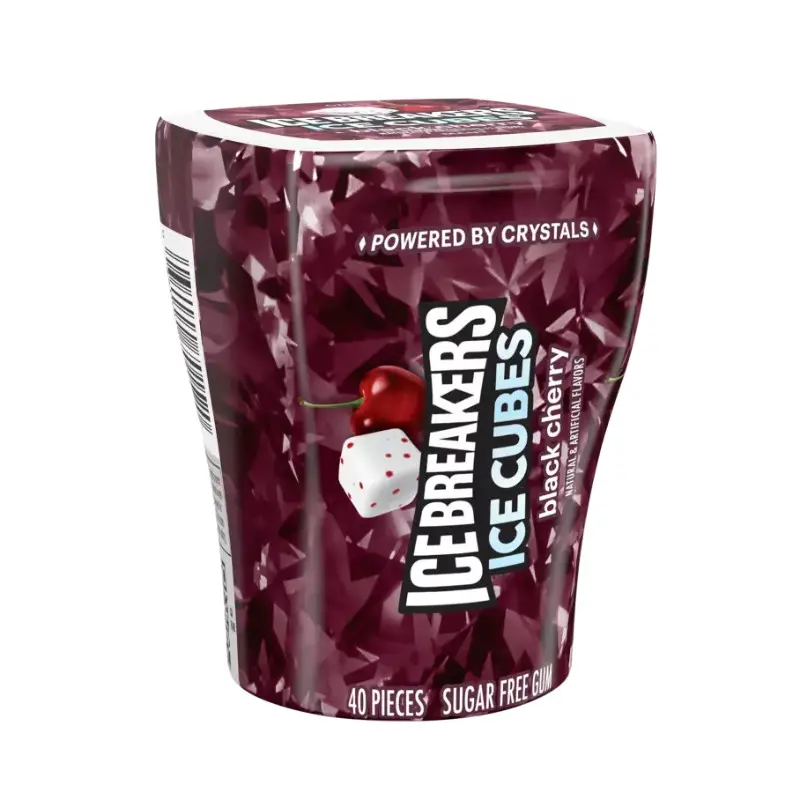 3x Ice Breakers Cubes Black Cherry Sugar Free Breath Mints - Fruity Chewing Gum Snack Candy Pocket Pack 40ct