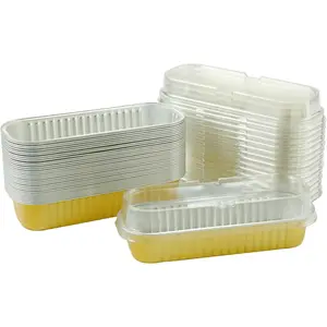 Aluminum Pans with Lids 50 Pack, 6.8Oz Mini Cake Pans Loaf Baking Cups Muffin Tins,Disposable Baking Tins Baking Pans Holders for Brownie Mini Loaf Bread Waytiffer