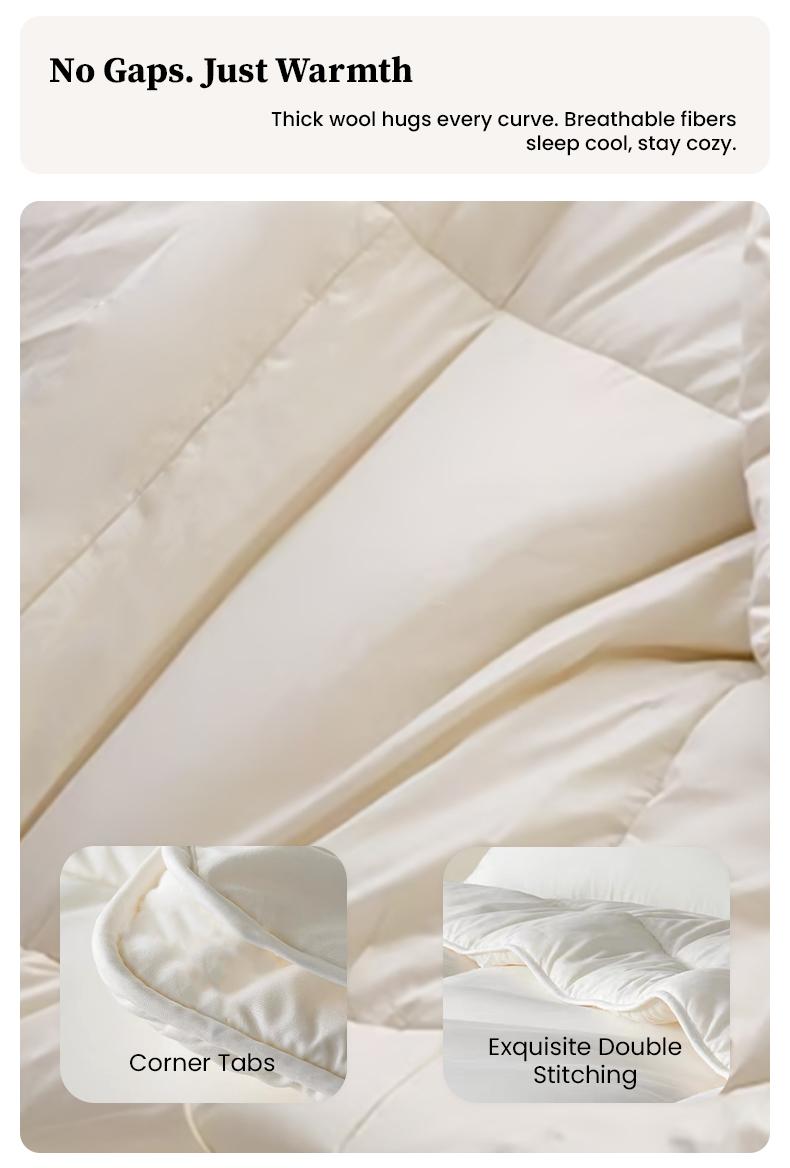 APSMILE Climaloft Hybrid Wool Comforter 100% Organic Cotton, Hypoallergenic Comforter Insert with Tabs, Temperature Regulating All-Season Bedding