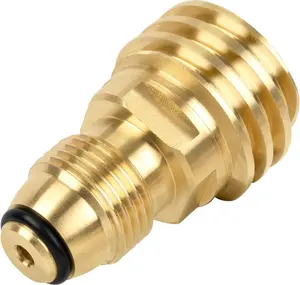 Propane Tank Adapter, POL to QCC-1 Propane Fittings, Converts 100 lb LP Tank to Type-1 Hose or Regulator, Old to New, Solid Brass