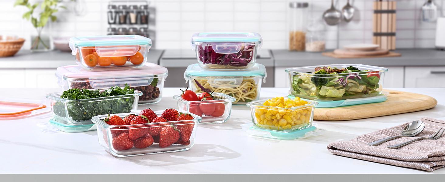 【Meal Prep】Vtopmart 18 Pack Glass Food Storage Containers with Lids -Stackable Design for Kitchen Utensils Oven Microwave Freezer Dishwasher Kitchenware Lunch Compartment Grey Rectangle Airtight Meal Prep,Large Storage,summerwins 【Meal Prep】Vtopmart 18 Pack Glass Food Storage Containers with Lids -Stackable Design for Kitchen Utensils Oven Microwave Freezer Dishwasher Kitchenware Lunch Compartment Grey Rectangle Airtight Meal Prep,Large Storage,summerwins