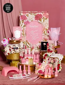 Beetles Gel Polish Mother’s Day Gift Box HEMA Free Gel Nail Polish Manicure Kit, Shea Butter Hand Cream, Premium Keepsake Gift Box for Mom