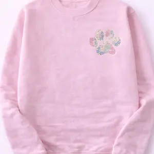 Embroidered Floral Paw Print Sweatshirt - Personalizable
