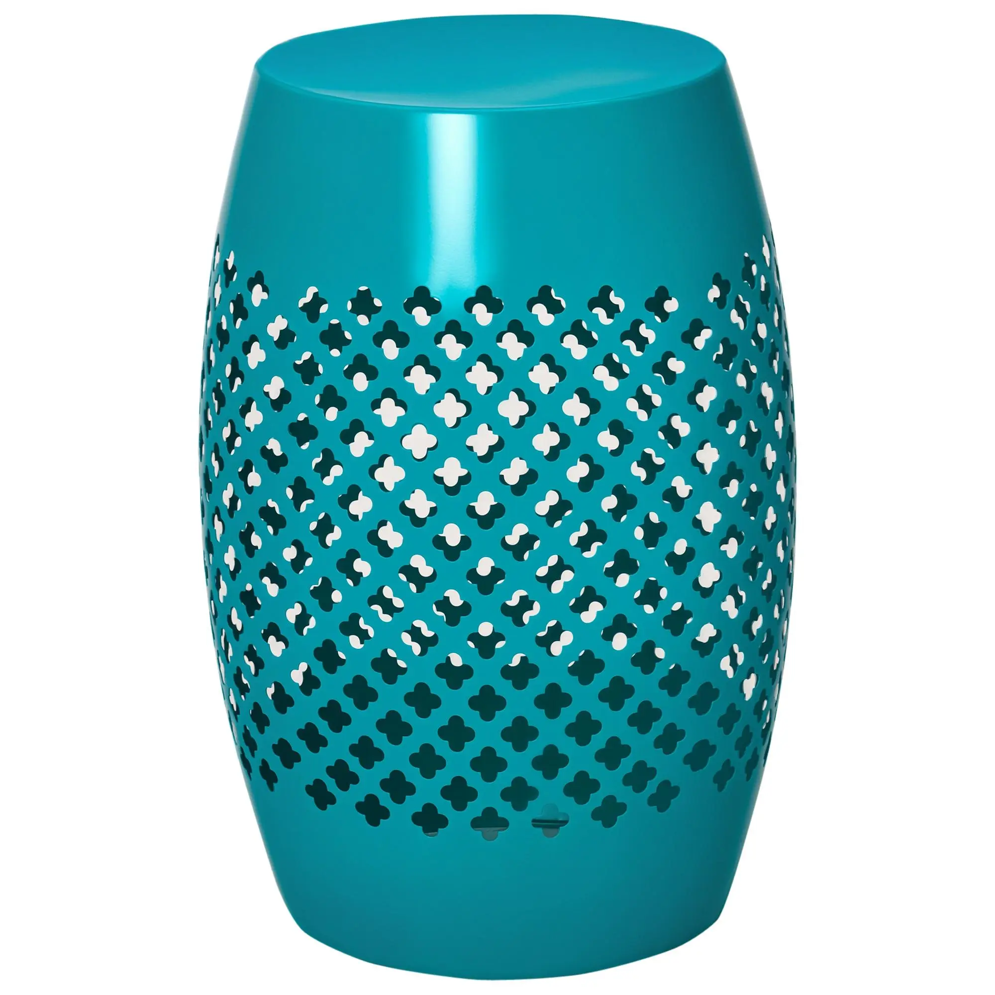 Outsunny 12" Steel Outdoor Side Table, Round Hollow Drum Patio End Table, Accent Table for Indoor and Outdoor, Blue