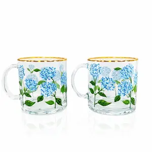 Painted Blue Hydrangea Mugs