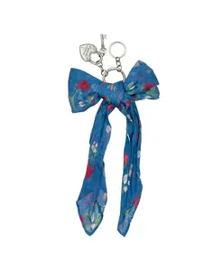 Bow Scarf and Heart Lock Bag Charm - Parisian Strawberry Print