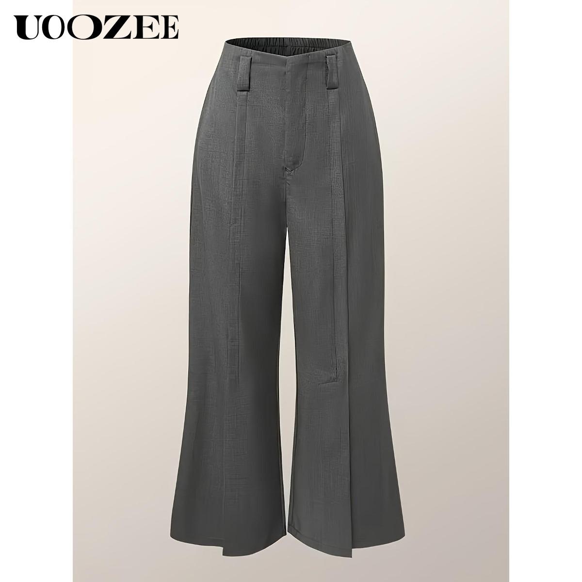 Women's Loose Wide Pants High-Waisted Pleated Split-Front Pants Trousers No belt Womenswear Bottom