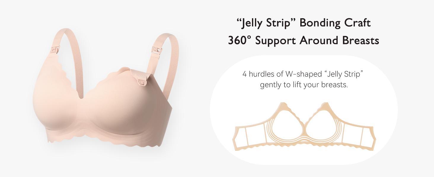 Momcozy Nursing Bras for Breastfeeding YN46 Jelly Strip Support Comfort Maternity Bra Seamless Soft Wirefree Postpartum Outfits,B