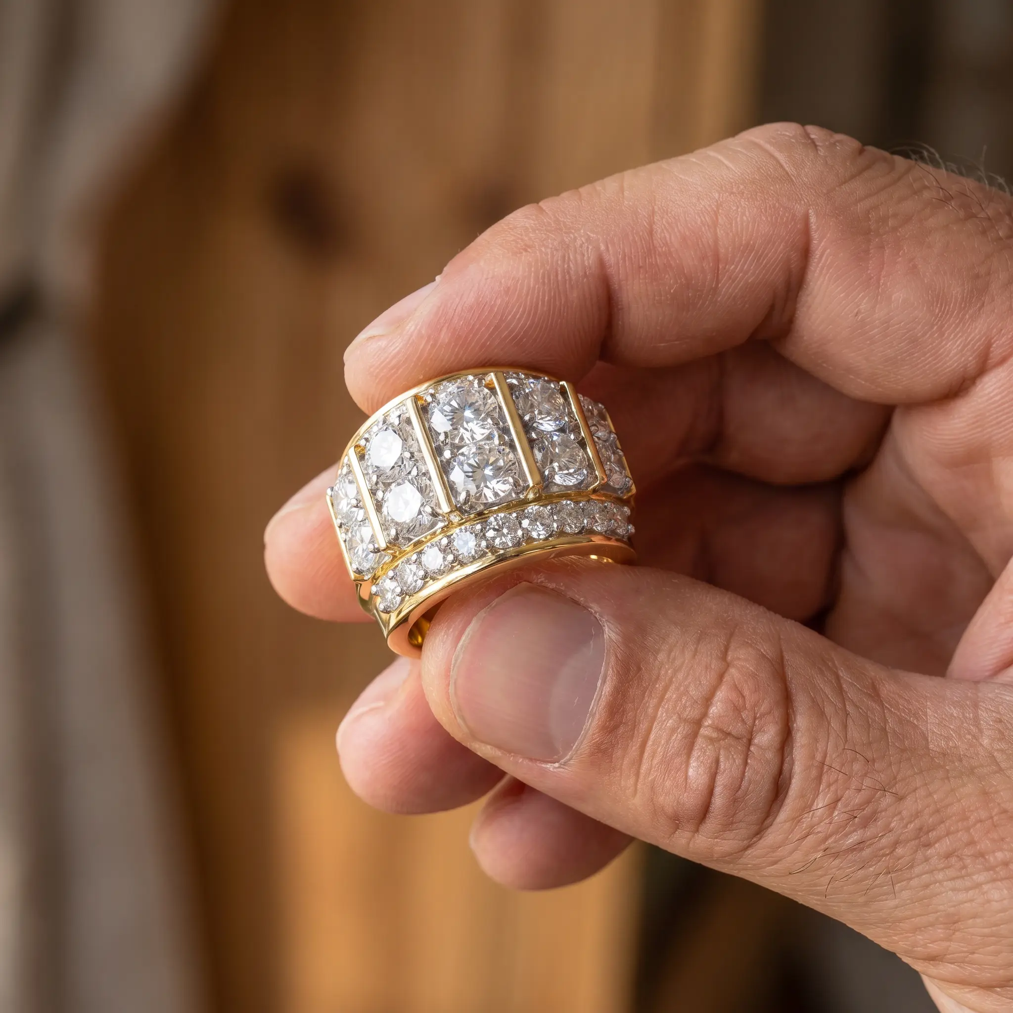 7Ct Diamond Mens Anniversary Ring in 10k Yellow Gold