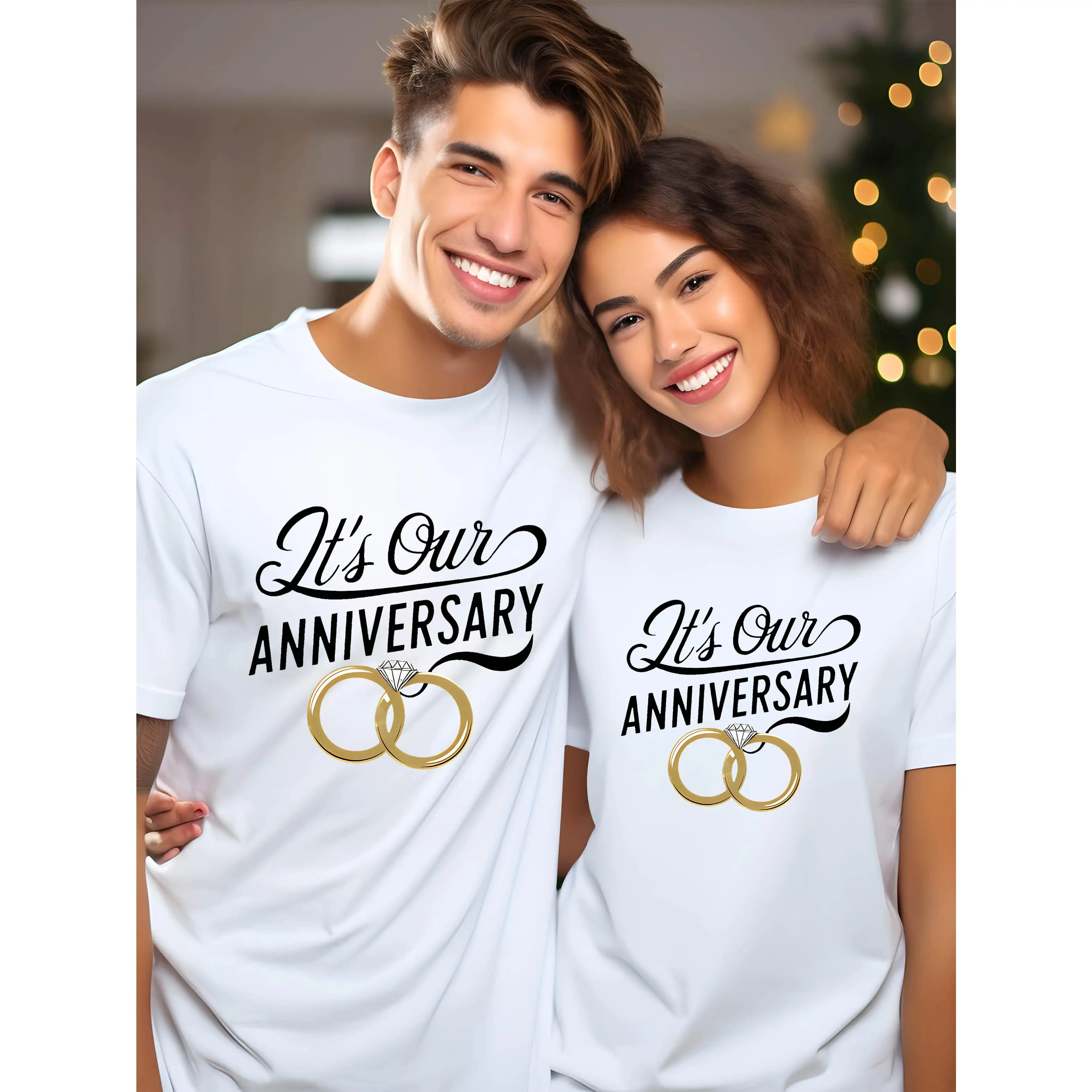This is Our Anniversary Celebration Wedding Couple Couple Pattern, Suitable for All Seasons, Machine Washable, Suitable for Couples, Dating, Home, Daily, Casual, Anniversary, Gifts, Regular Fit