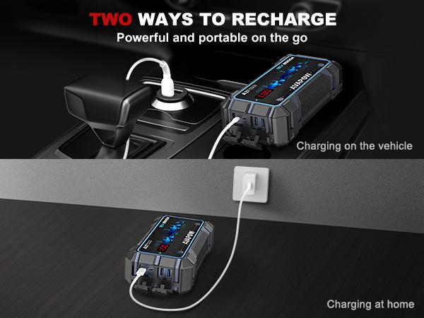 AVAPOW 2500A Peak Car Jump Starter, Portable for Up to 8L Gas/8L Diesel Engines, with Booster Function, Wireless Charging, 12V Lithium Jump Pack,Mather's Day