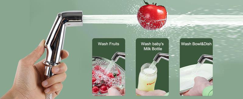 Hibbent Kitchen Sink Side Sprayer, Kitchen Sink Faucet Replacement Parts Compatible with Moen Faucet, Pull Out Sprayer with Hose and Holder, 1/4 inch Sink Connector, 3 Adapters, Chrome