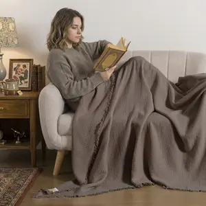 WDCOZY AirMuslin Blanket 100% Cotton Throw Blanket, 4-Layer Lightweight Breathable Blanket, Soft Gauze Blanket, Stylish Blanket, Decor Gifts