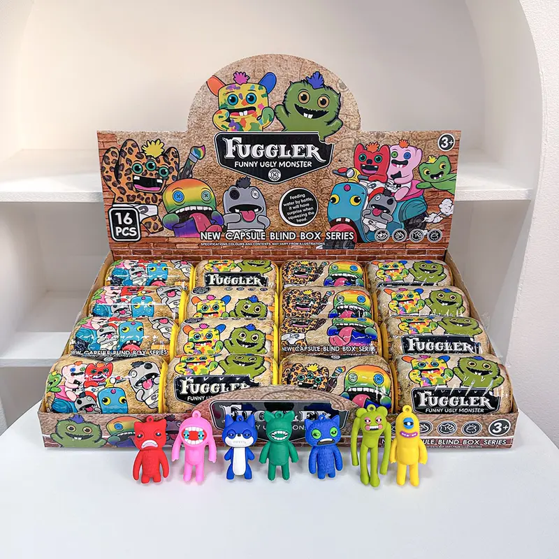 16Pcs Fuggler Blind Box Capsule，Funny Ugly Monster Keychain & Desk Decor Collectibles.