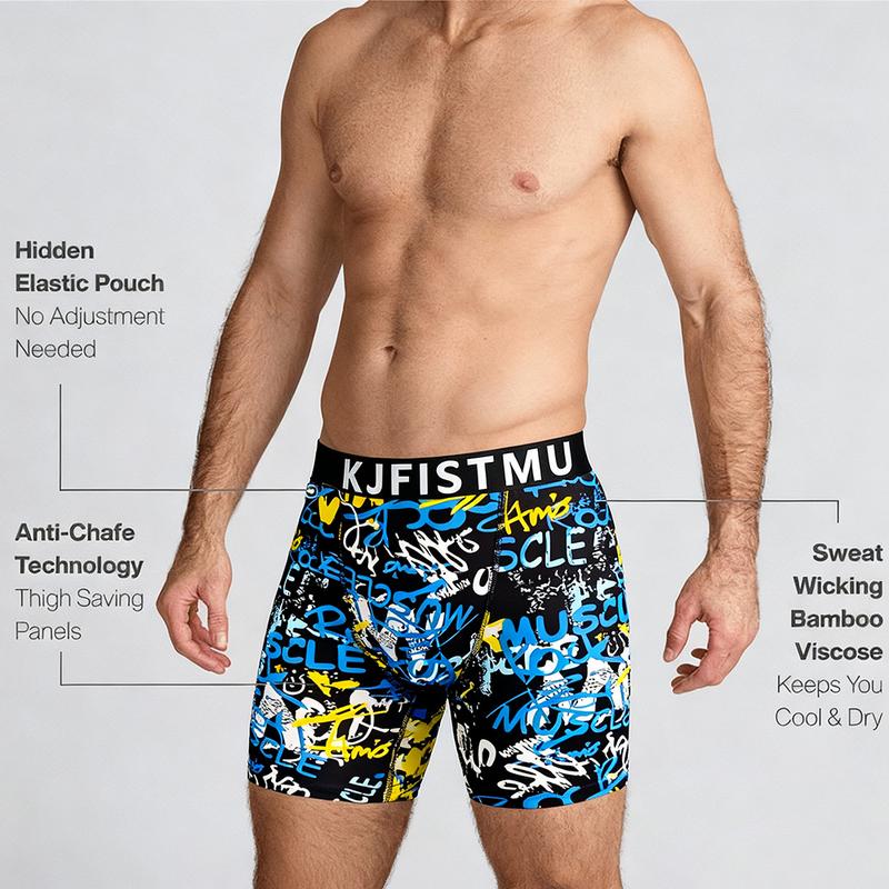 Set of 16/12/8/4 Active Men's Boxer Briefs - Multi-Pack Street Prints, Breathable Polyester Blend, Comfortable Fit Camouflage and Geometric Patterns, Everyday Underwear - KJFISTMU