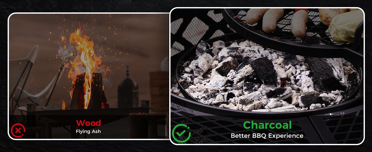 BALI OUTDOORS 17" Charcoal Pan for 40'' Ring Fire Pit BBQ Grill Charcoal Tray Round Cast Iron Heavy Duty Black TikTokShopBlackFriday