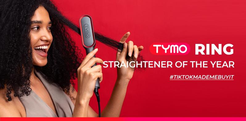 TYMO RING - Hair Straightener Comb, Styling Tool for Frizz-Free Hair, Straightening Brush with Ceramic Coating, Fast Heat-Up, Springtok, Comfort
