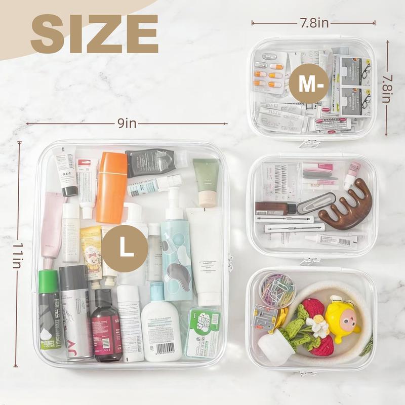 PIQOLA Clear Organizer Storage Box Clear Hard Zipper Case PVC Plastic CLear Storage Containers for Tools & Small Objects Girl Stuff Portable Travel Organizer Set Makeup Organizer Jewelry Box Toy Storage Bins High Transparency TikTokShopBlackFriday M+3S