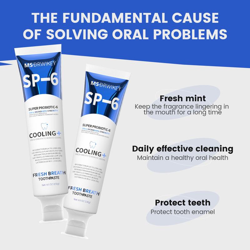 MSDRWIKEY Fresh Breath Toothpaste | Dual Protection with Probiotics & Mint Extract | Long-Lasting Freshness & Enamel Care