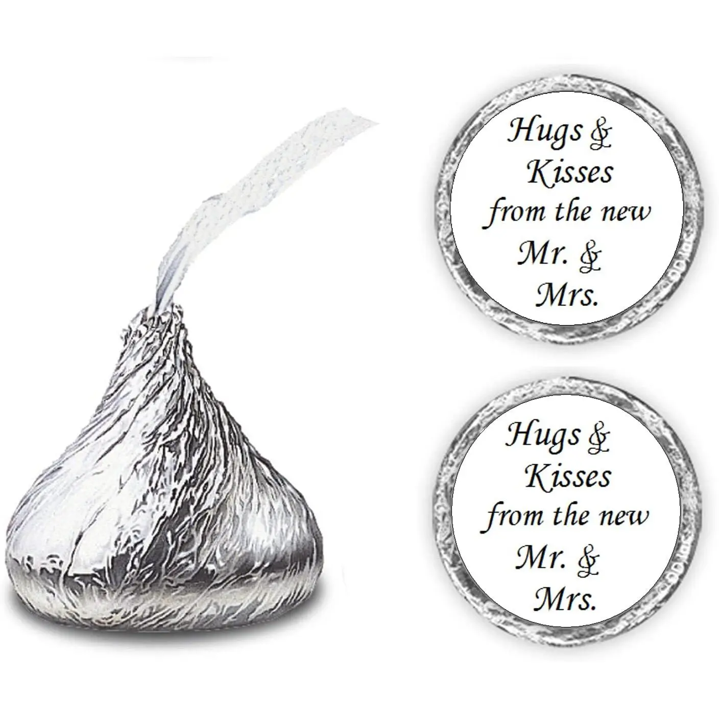 324 Hugs and Kisses from The New Mr. & Mrs. Kiss Wedding Stickers, Chocolate Drops Labels Stickers for Weddings, Bridal Shower Engagement Party Decorations, Kisses Favors Decor. Made in USA