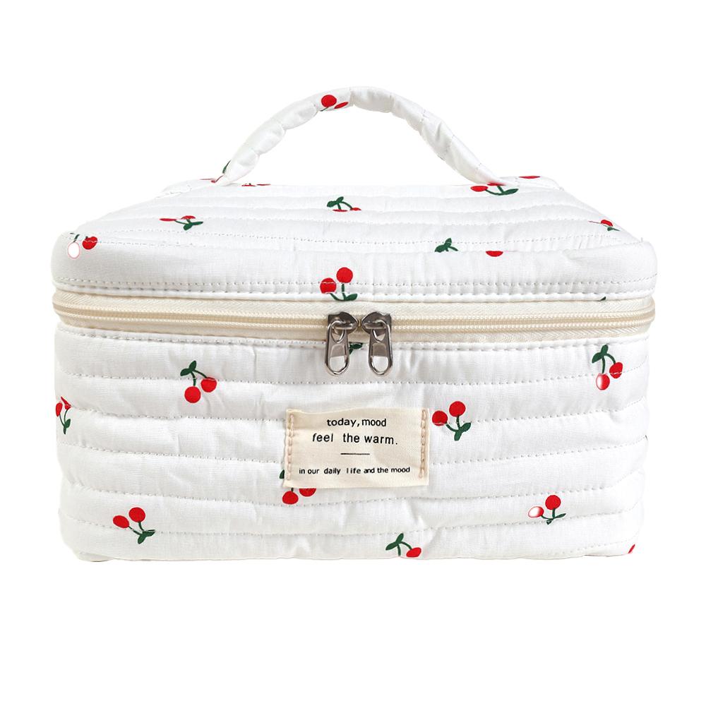 3-piece cherry pattern set, lightweight, multifunctional, stylish zipper design storage bag, suitable for daily use, leisure travel, portable storage bag for storing cosmetics, jewelry, and accessories