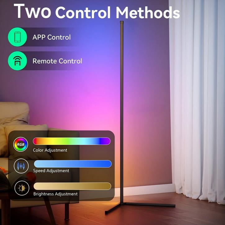 DAYBETTER LED Corner Lamp, RGB Corner Floor Lamp with APP and Remote Control, 16 Million Colors & 68+ Scene Color Changing Ambience Light with Music Sync for Living Room, Bedroom, Gaming Room)